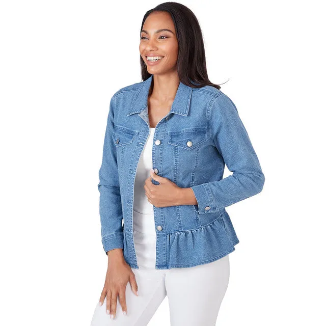 036- Ruby Road Ruffle Hem Denim Jacket