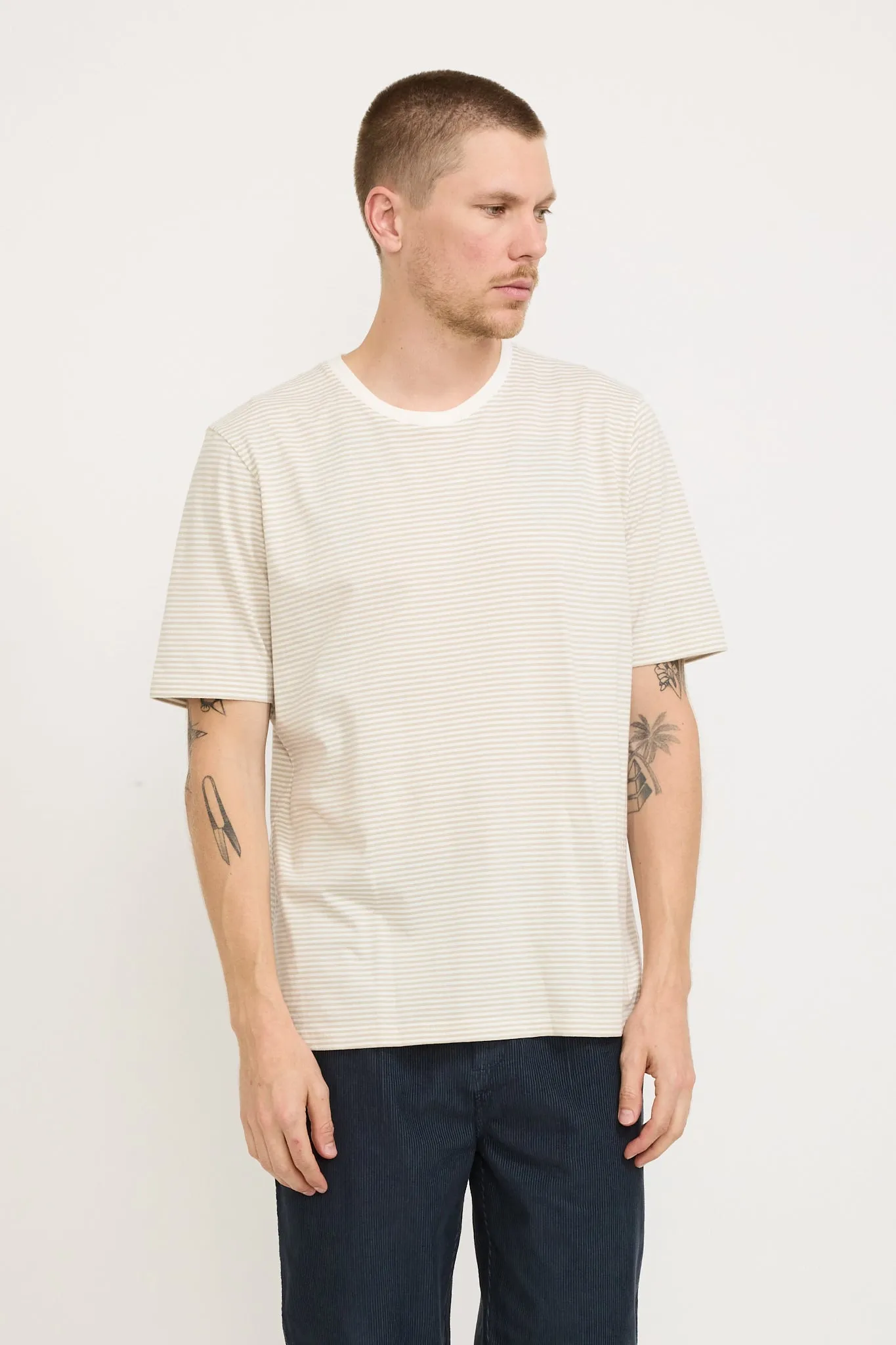 1X1 Striped Tee Putty/Off White