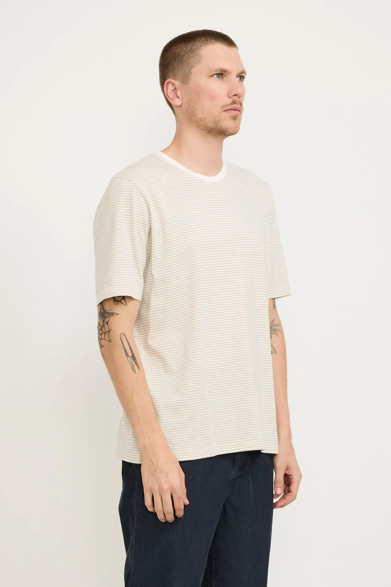 1X1 Striped Tee Putty/Off White