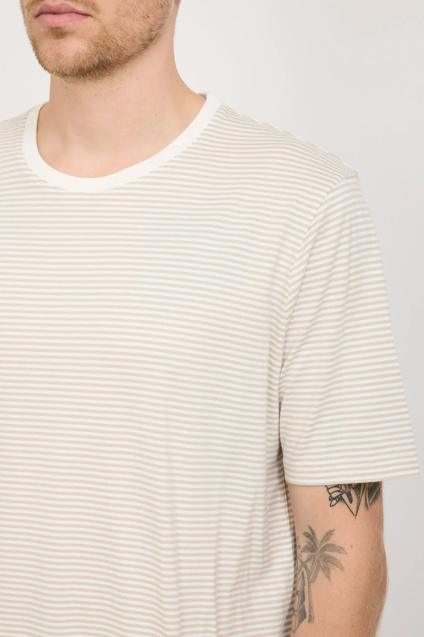 1X1 Striped Tee Putty/Off White