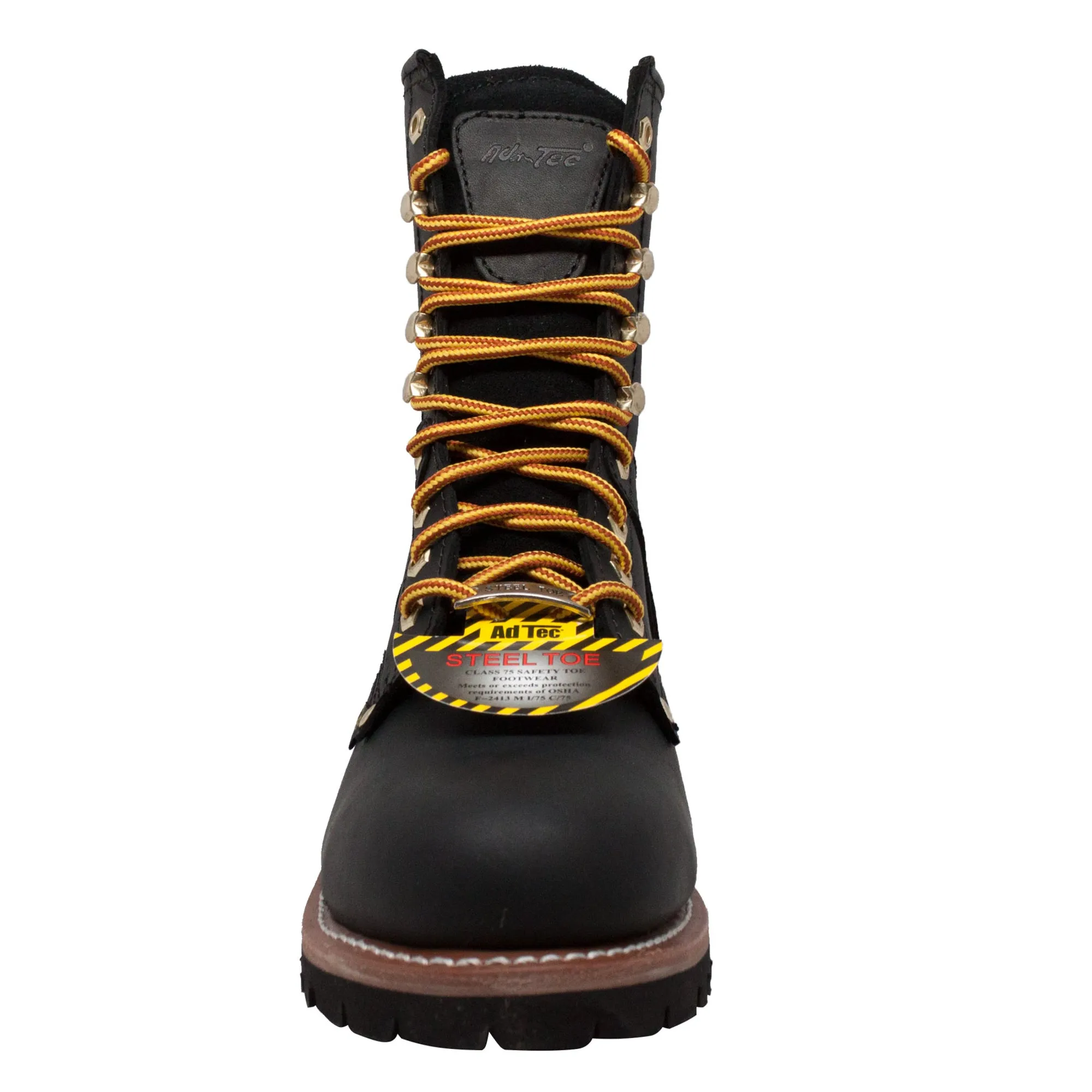 AdTec Mens Black 9in WP ST Logger Work Boots Oiled Leather