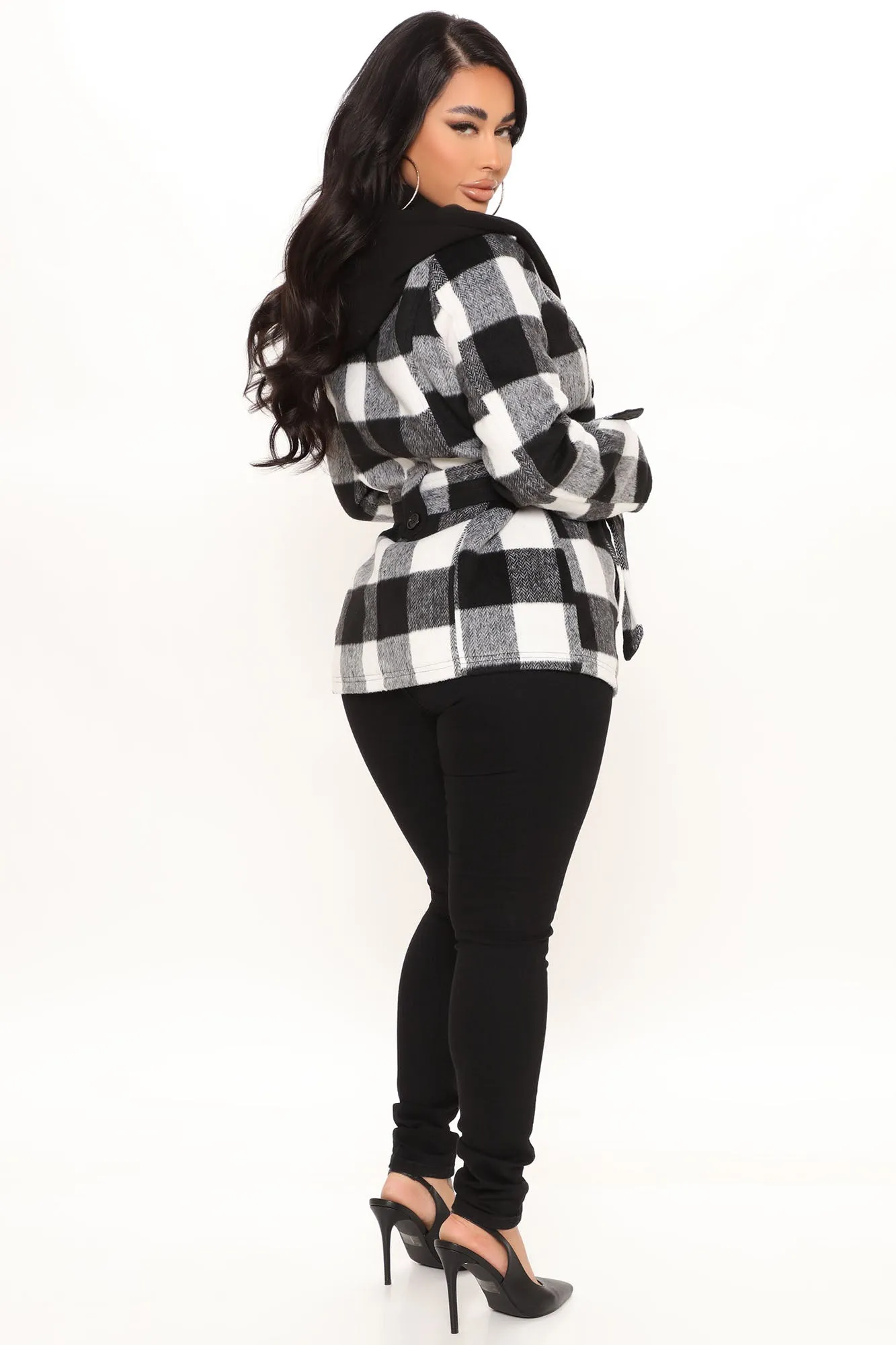 Always On The Go Plaid Jacket - Black/White