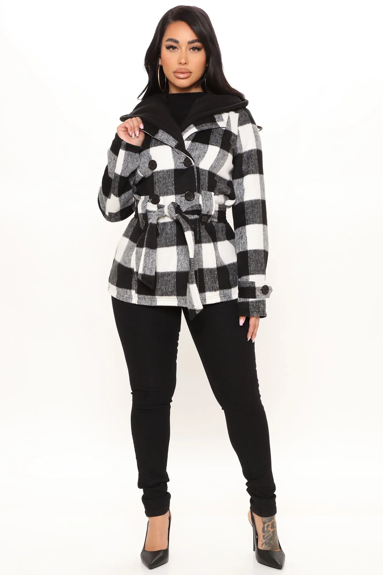 Always On The Go Plaid Jacket - Black/White