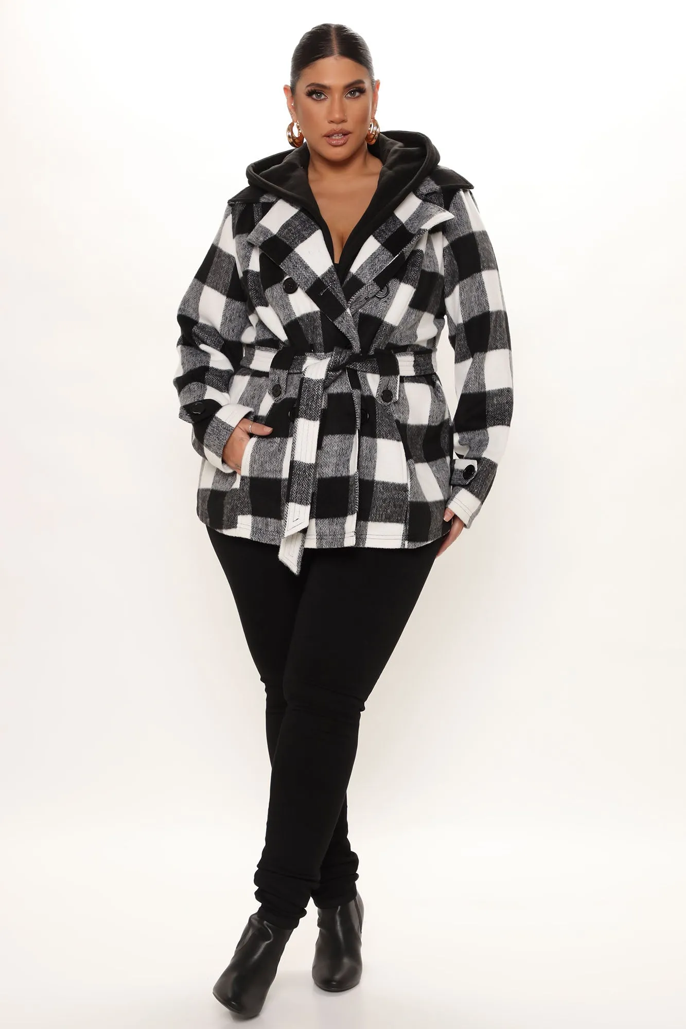 Always On The Go Plaid Jacket - Black/White