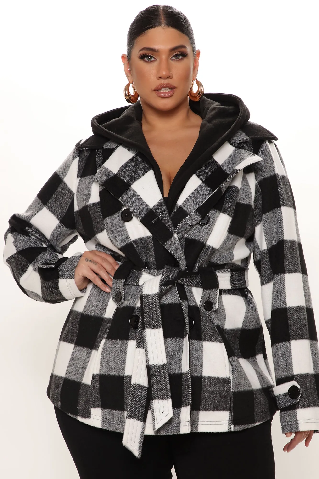 Always On The Go Plaid Jacket - Black/White