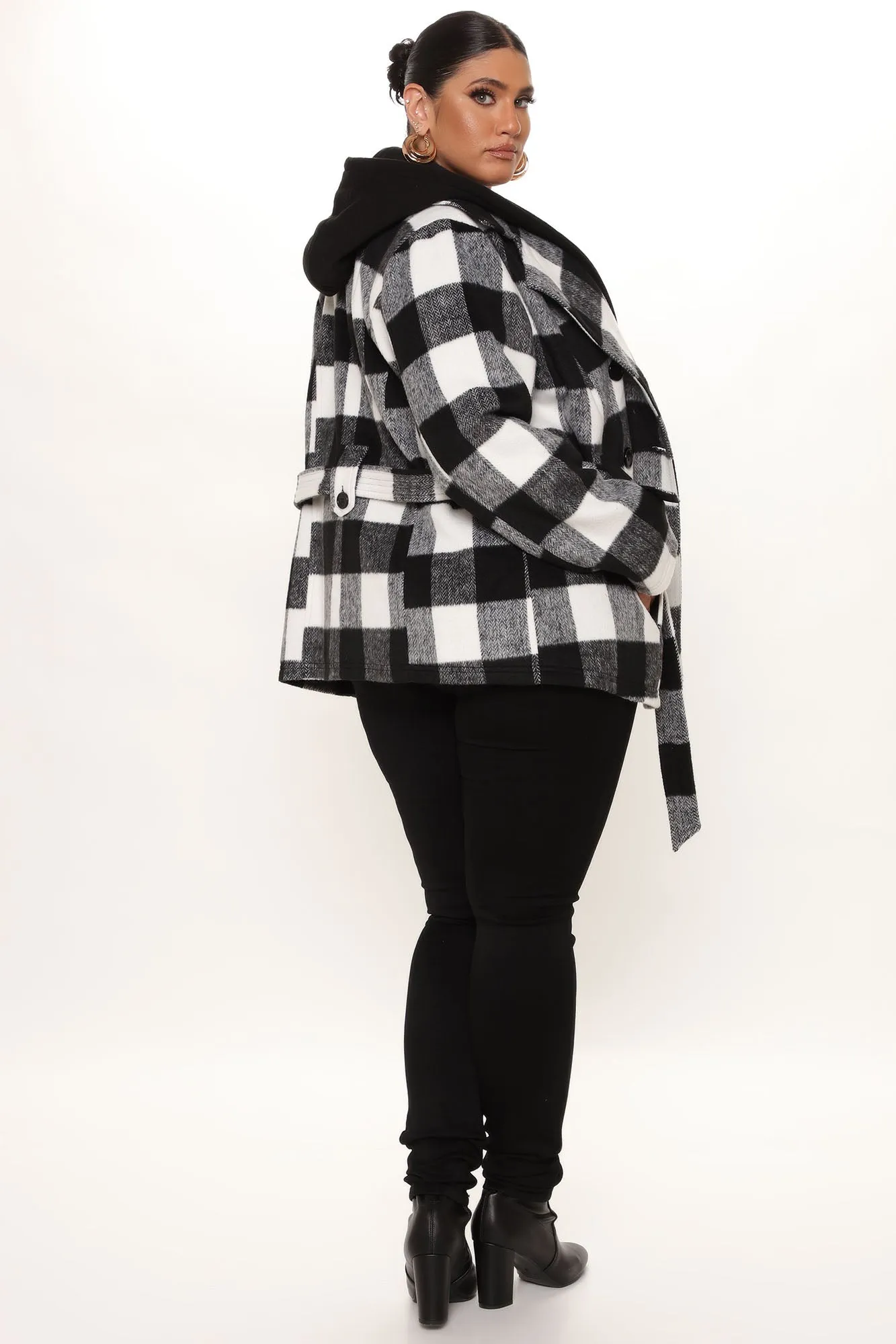 Always On The Go Plaid Jacket - Black/White