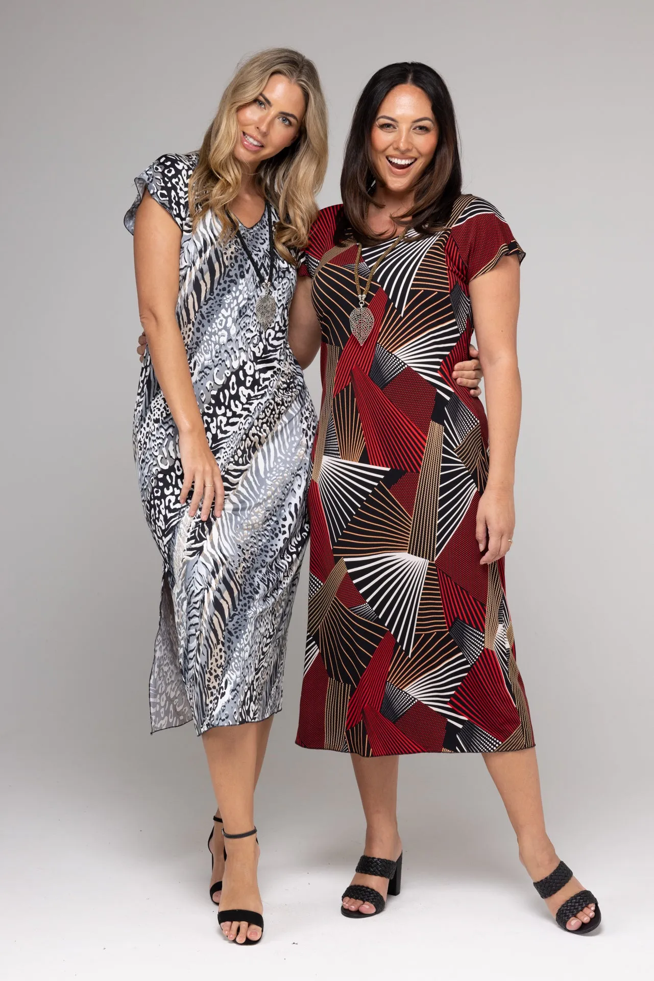 Animal Print Short Sleeve Jersey Maxi Dress