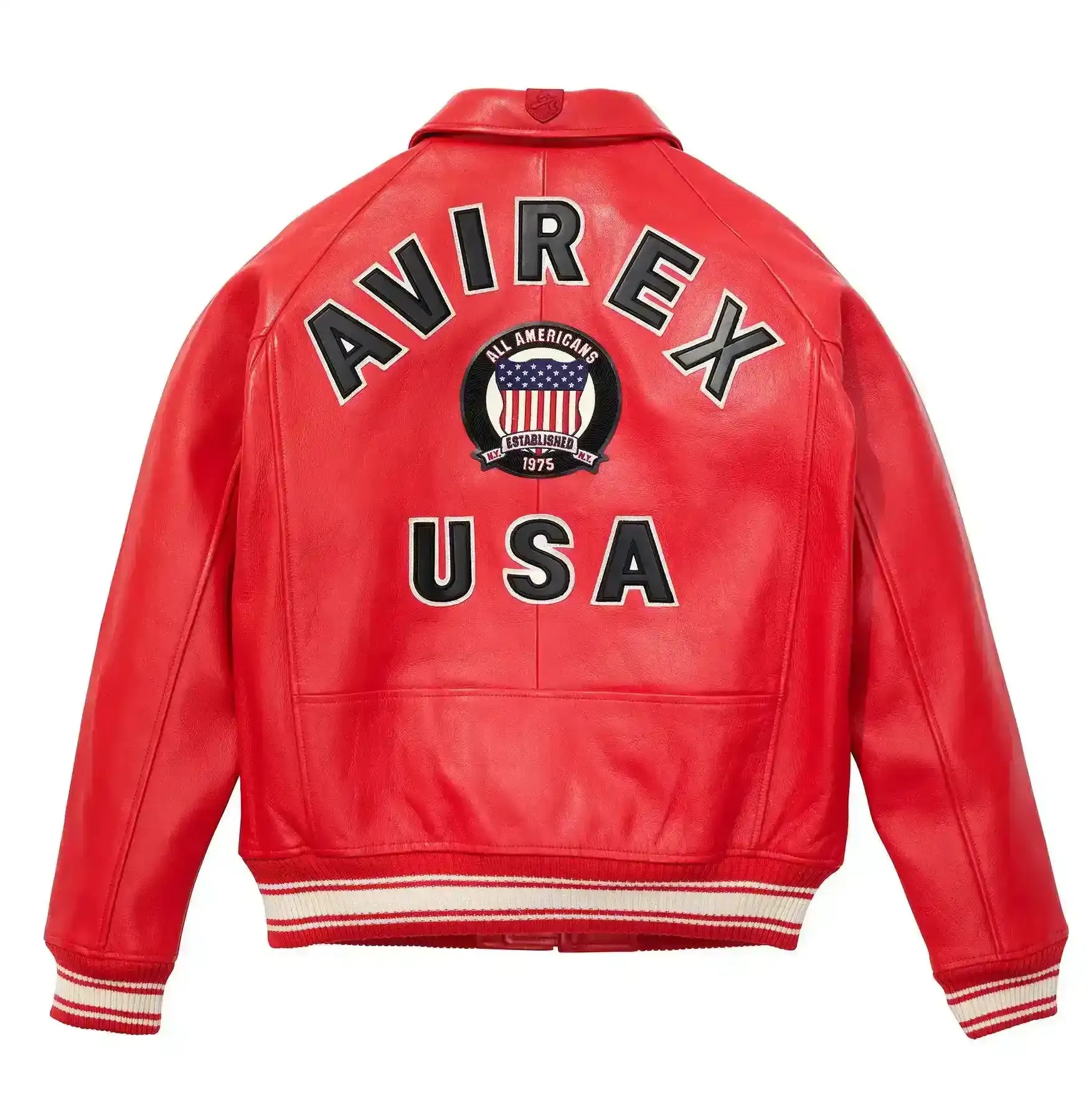 Avirex Womens Icon Leather Jacket Red