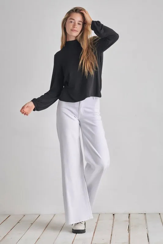 Backless Cowl Twist Back Long bubble Sleeve Top