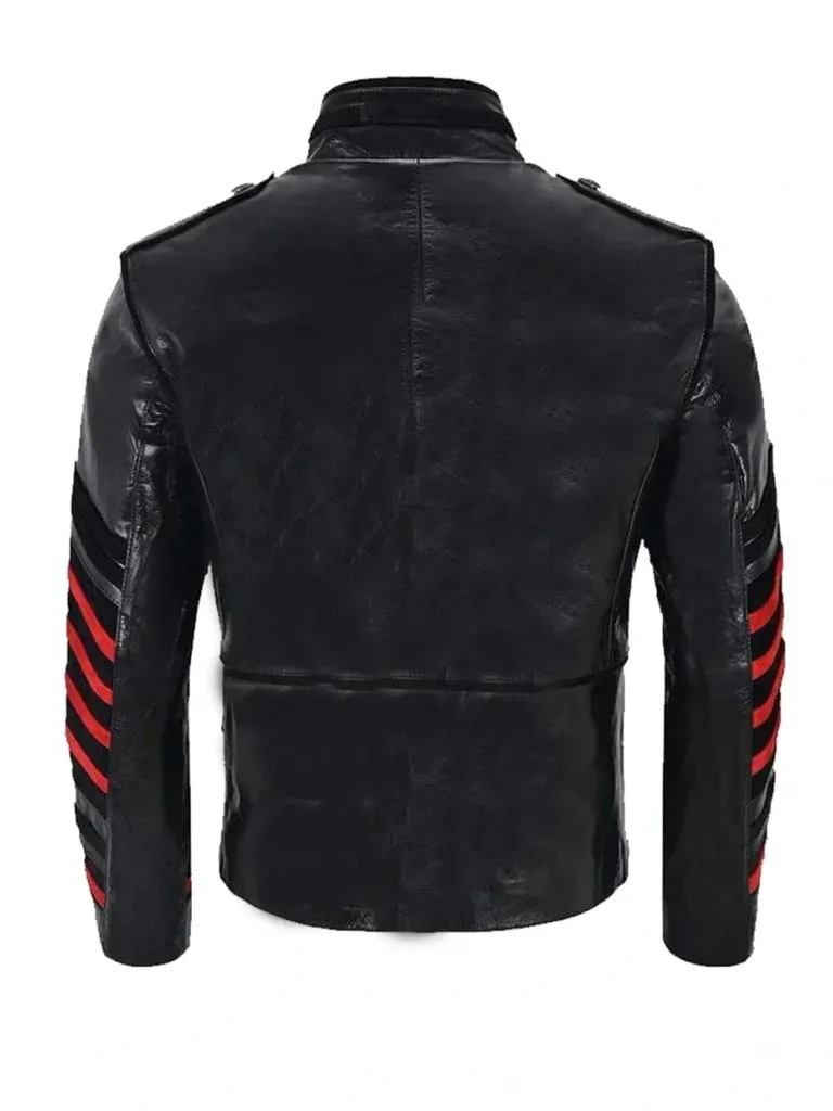 Black Militry Style Real Leather Jacket