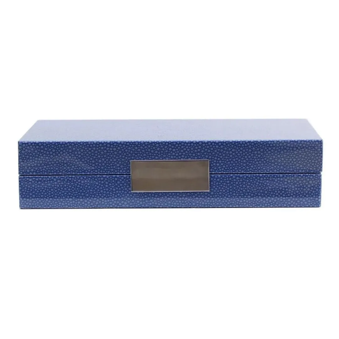 Blue Shagreen & Silver Plated Trim Jewelry Box