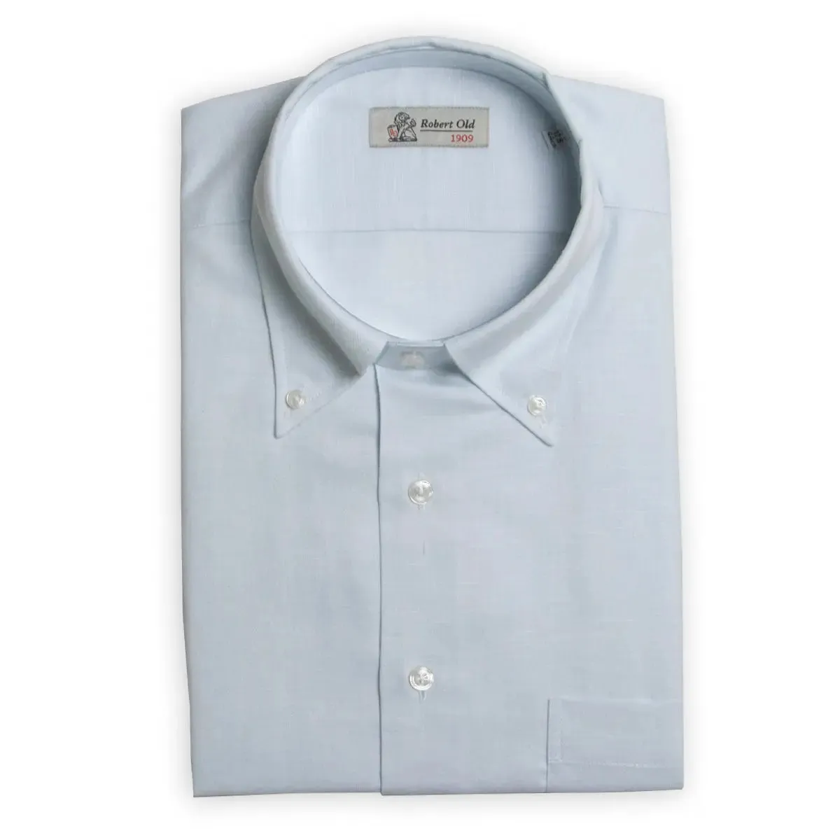 Blue Swiss Cotton & Linen Long Sleeve Shirt