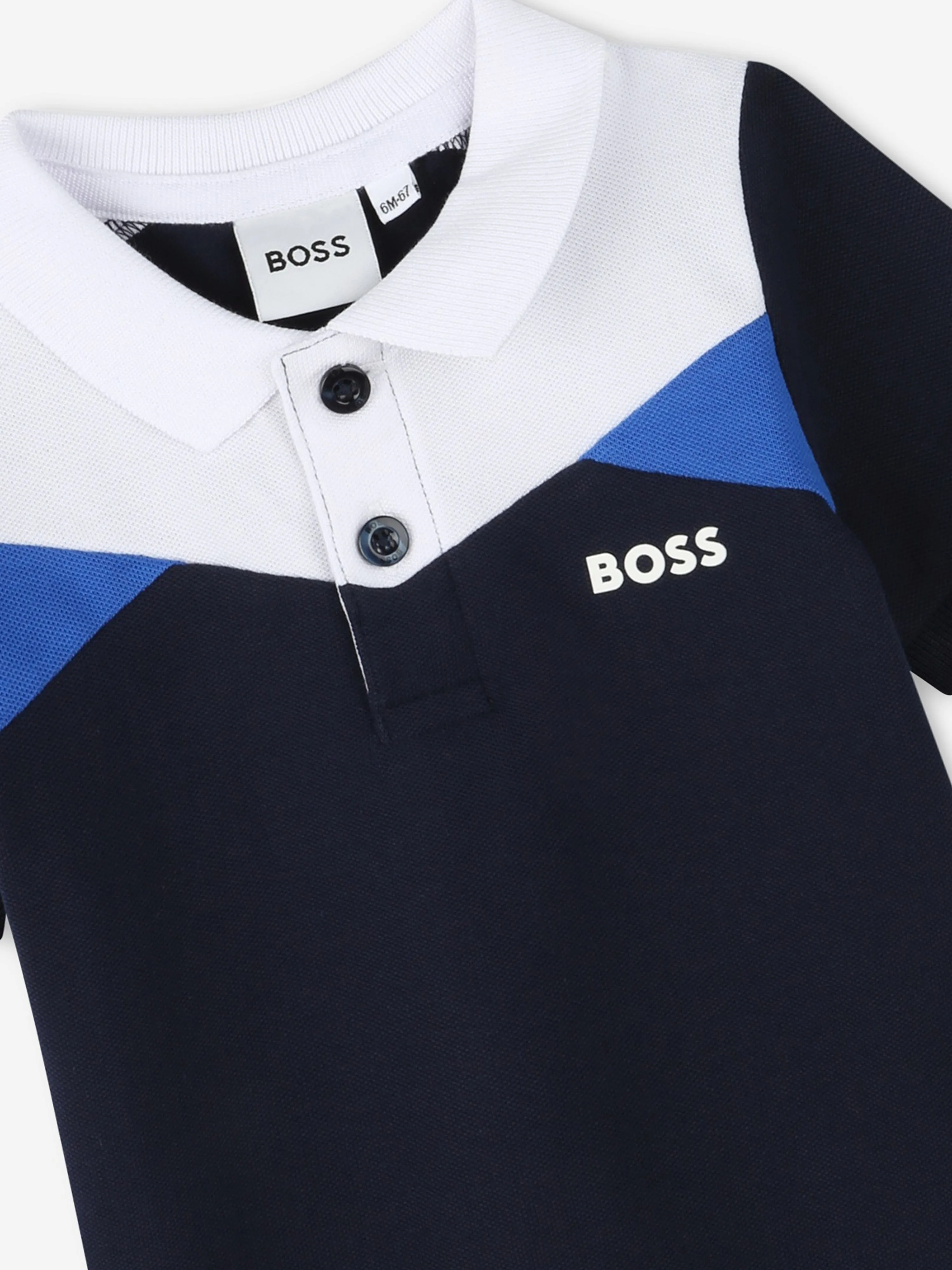 BOSS Baby Boys Colourblock Polo Shirt in Navy