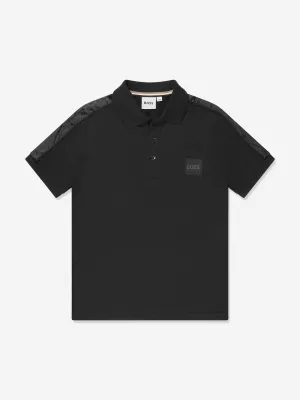 BOSS Boys Logo Badge Polo Shirt in Black