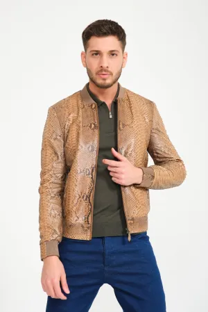 Brown Python Leather Jacket