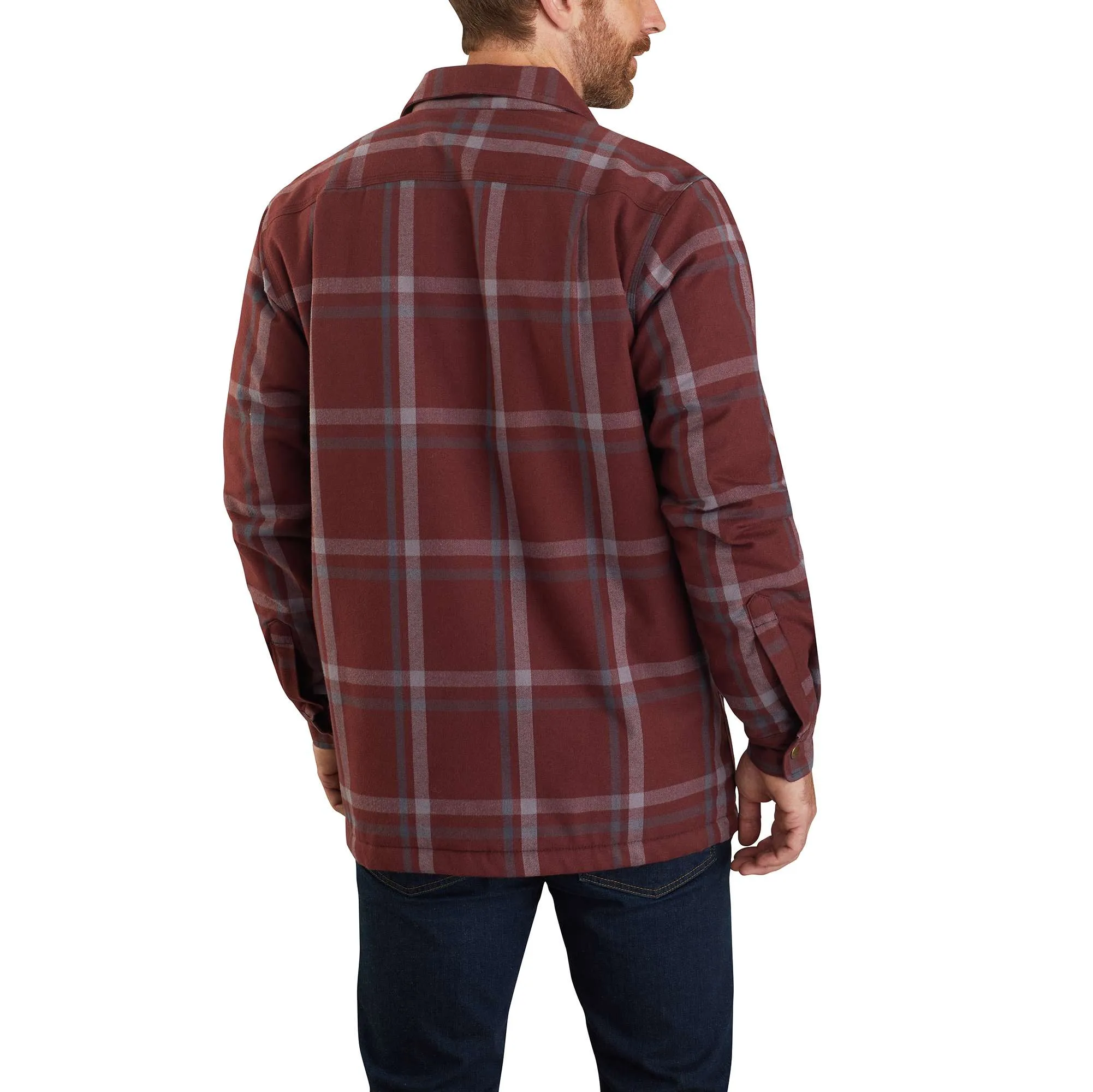 Carhartt® Relaxed Fit Flannel Sherpa-Lined Snap-Front Plaid Shirt Jac