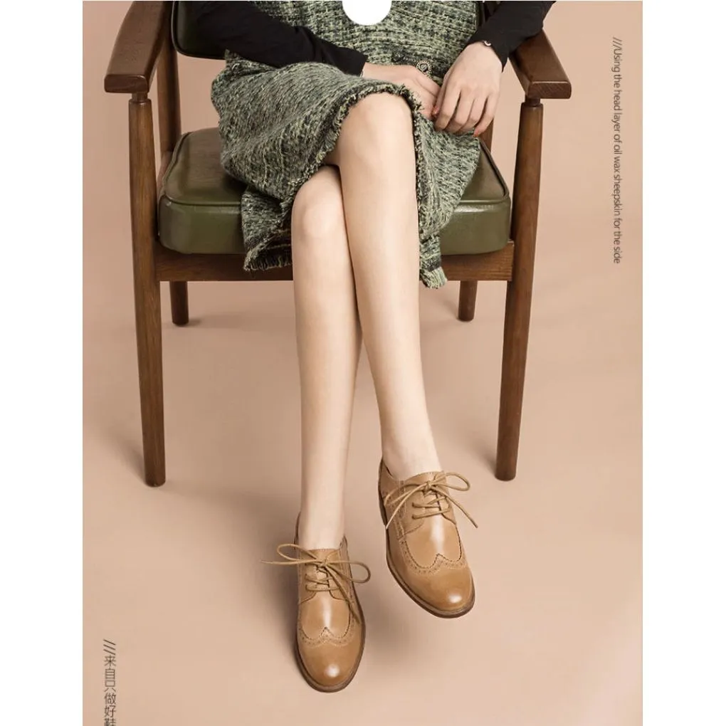 Chic Vintage Platform Lace-up Oxford Casual Shoes