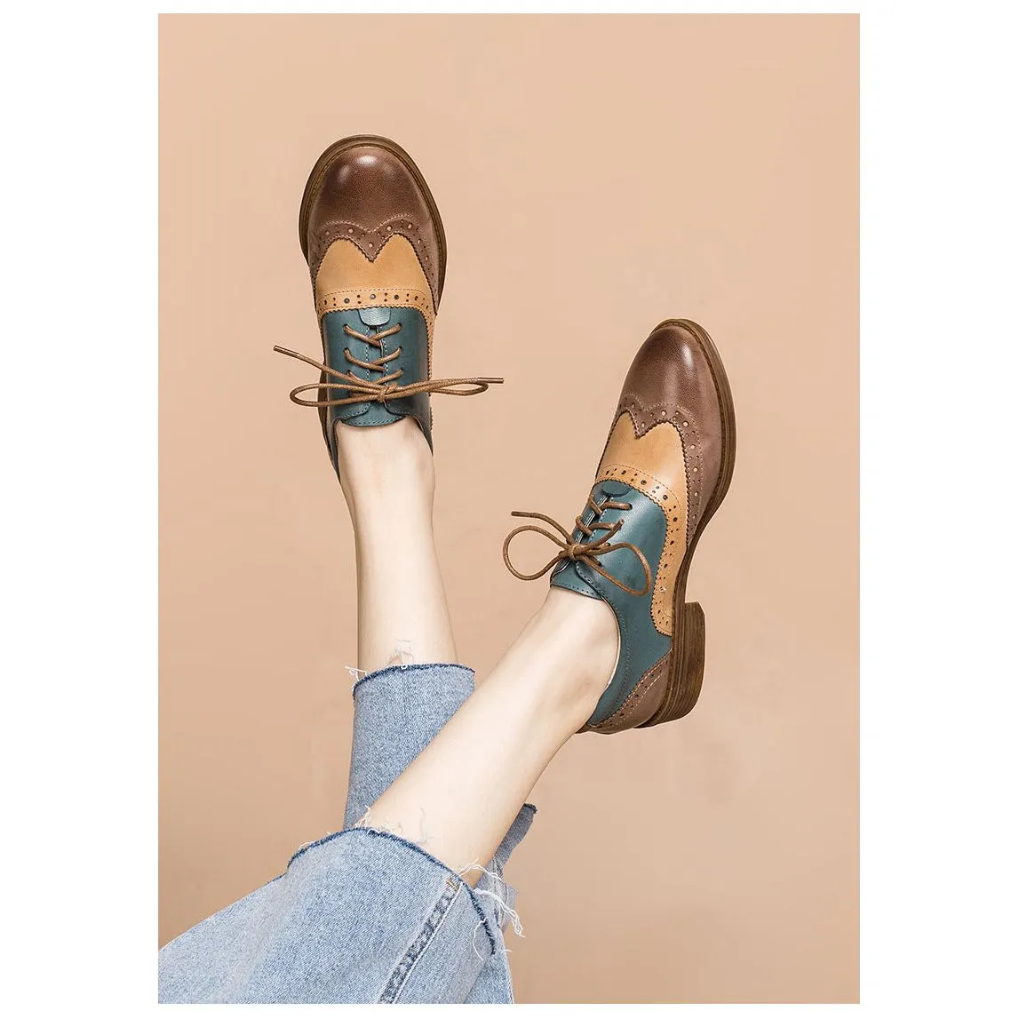 Chic Vintage Platform Lace-up Oxford Casual Shoes