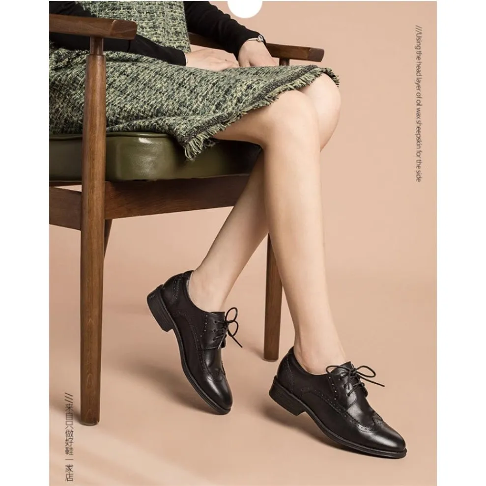 Chic Vintage Platform Lace-up Oxford Casual Shoes