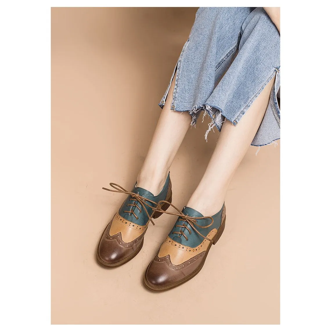 Chic Vintage Platform Lace-up Oxford Casual Shoes