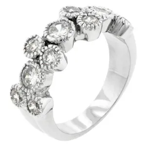 Coral Bezel Cubic Zirconia Ring