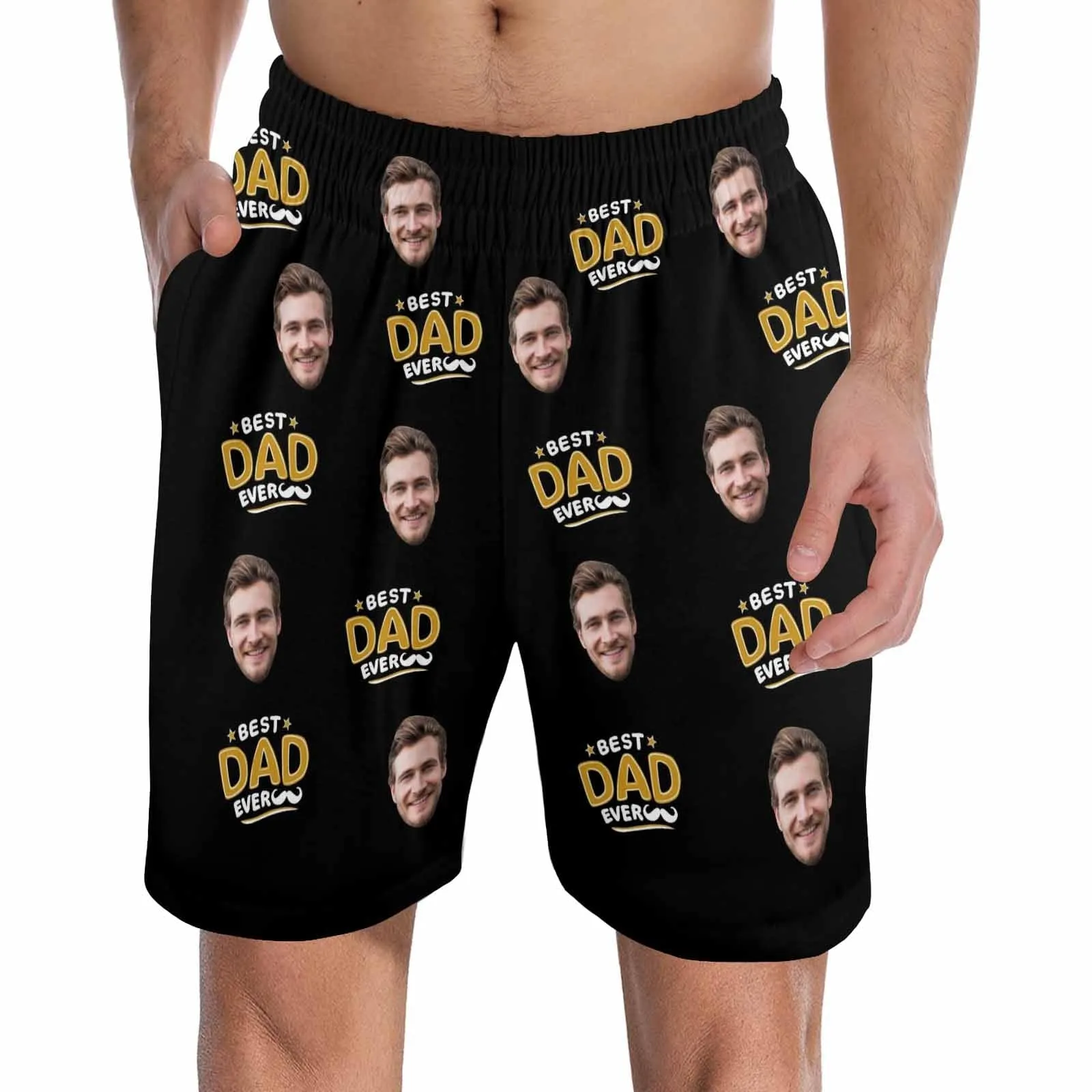 Custom Face Men's Pajama Shorts Personalized Best Dad Sleepwear Shorts