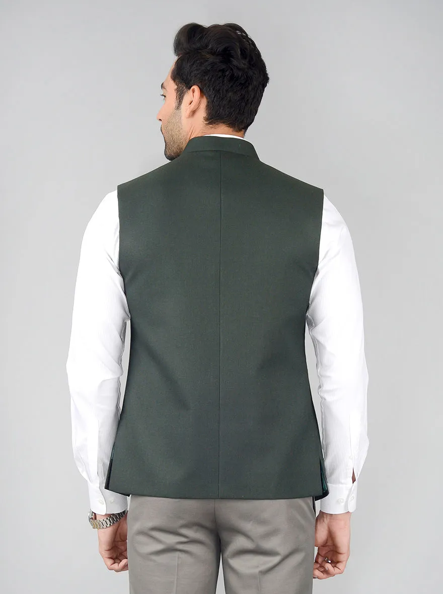 Dark Green Bandhgala Jacket | JB Studio