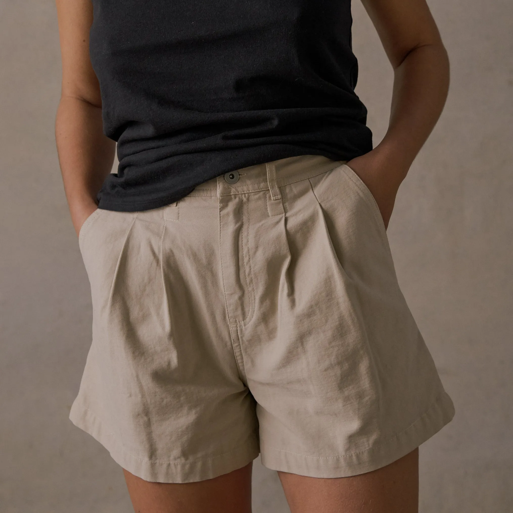 Double Pleated Twill Shorts