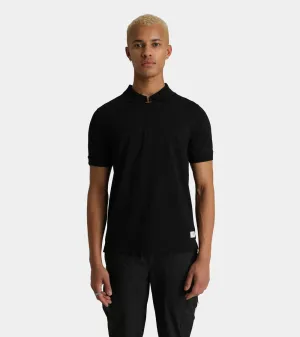 Embroidered Zip Polo | Black AHTA231-05