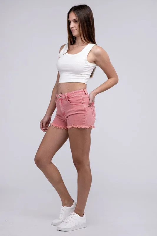 Explore More Collection - Acid Washed Frayed Cutoff Hem Shorts