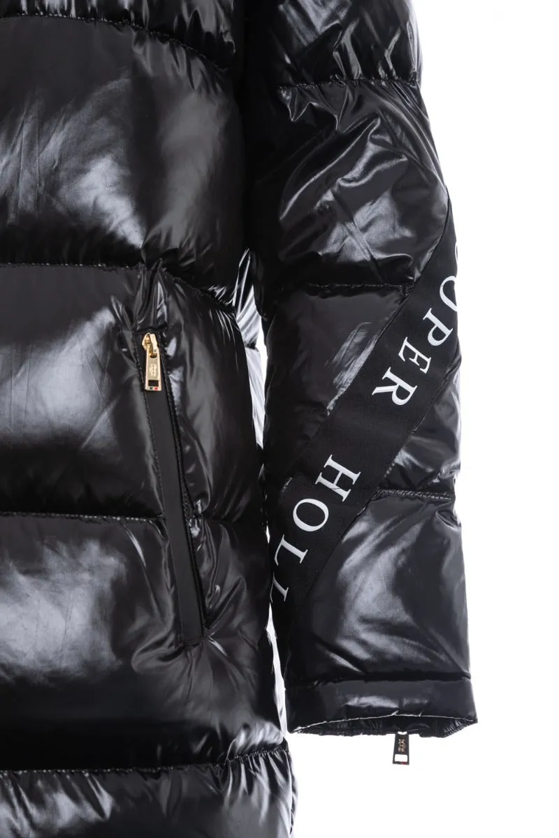 Holland Cooper Camden Longline Puffer Jacket in Black