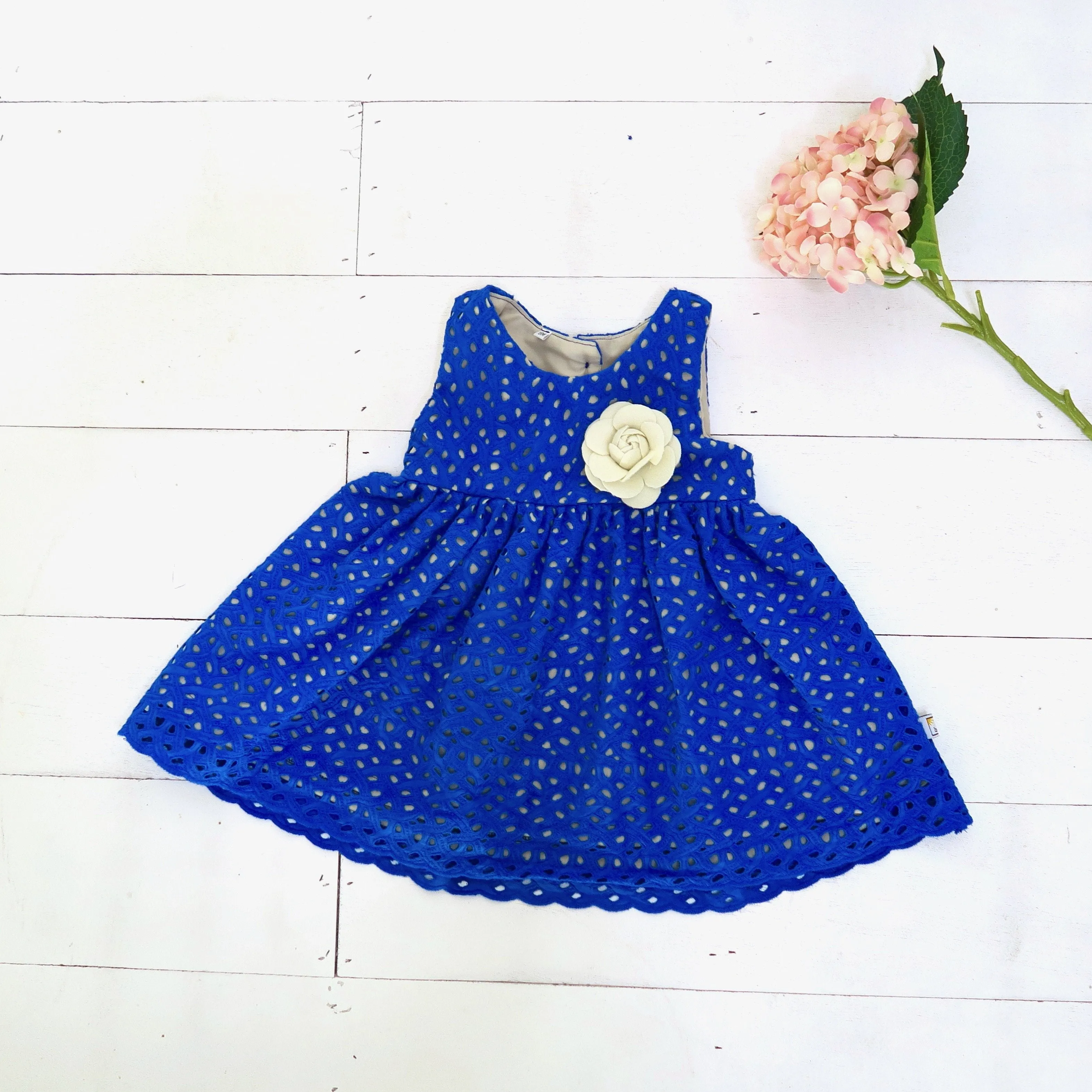 Iris Dress in Classic Blue Eyelet