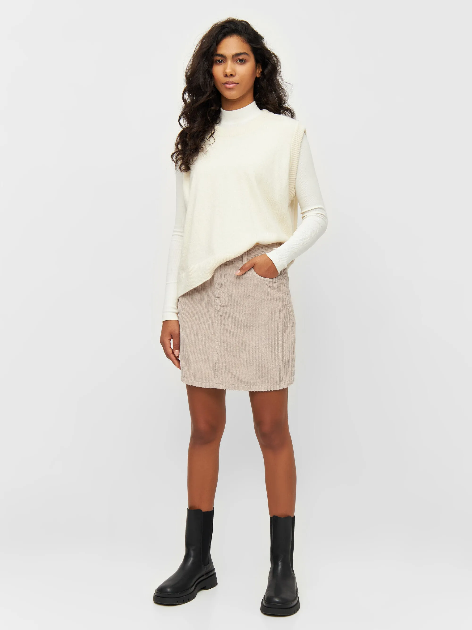 Irregular corduroy skirt - Light feather gray