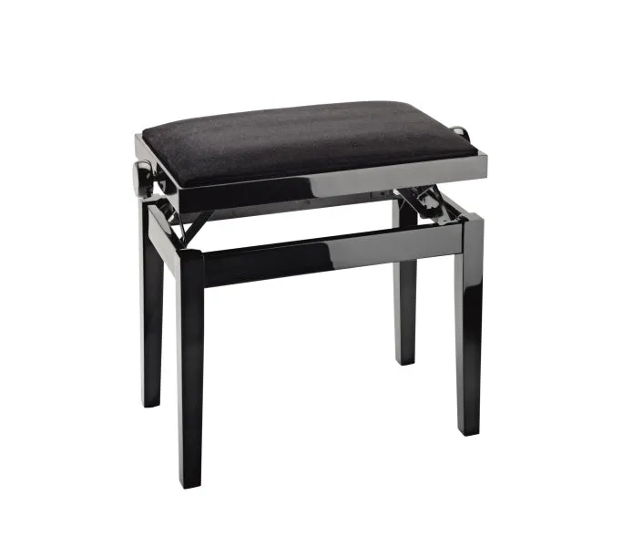 K&M 13901 Wooden Piano Bench w/Velvet Seat (Gloss Black)