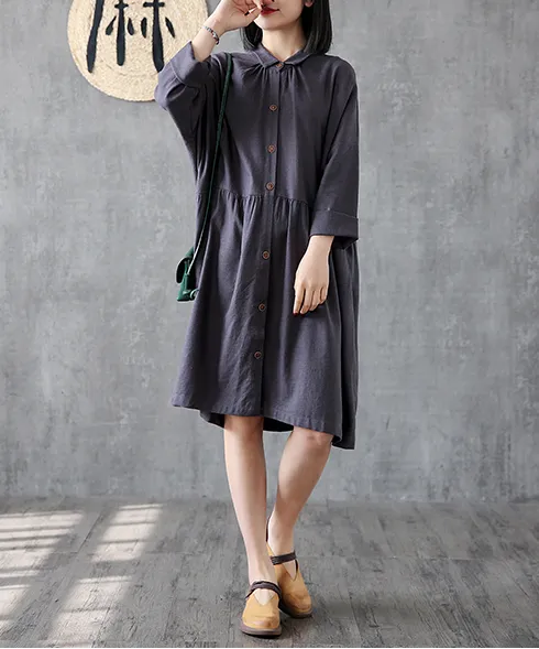 Long Sleeve Summer Spring Linen Women Dresses DZA206104