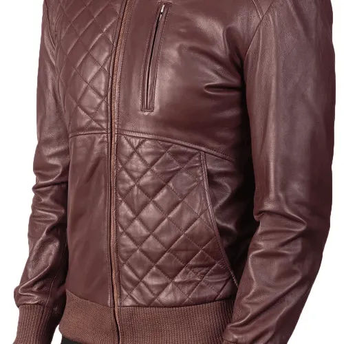 Mens Burgundy Leather Jacket