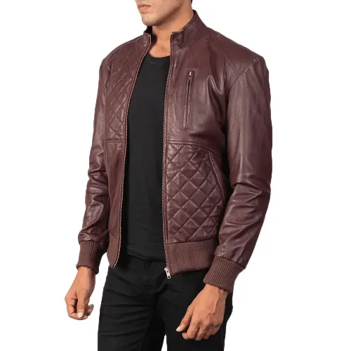 Mens Burgundy Leather Jacket