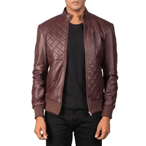 Mens Burgundy Leather Jacket