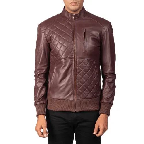 Mens Burgundy Leather Jacket