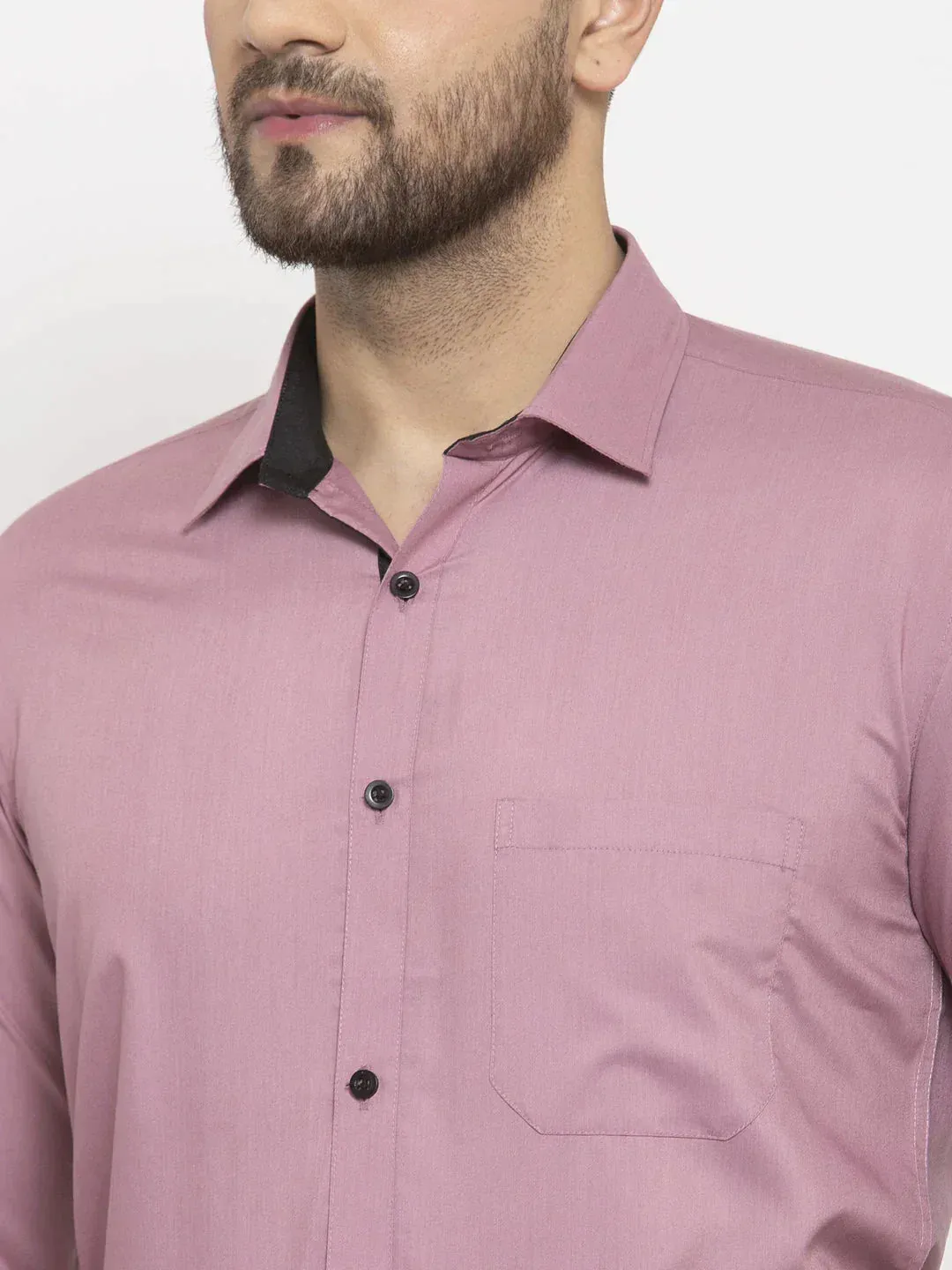 Men's Magenta Formal Shirt with black detailing - Taantav