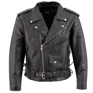 Men's XS400 Black Classic Side Lace Police Style Motorcycle Jacket