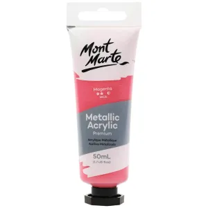 Metallic Acrylic Paint Premium 50ml (1.7 US fl.oz) Tube - Magenta - Mont Marte