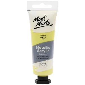 Metallic Acrylic Paint Premium 50ml (1.7 US fl.oz) Tube - Yellow - Mont Marte