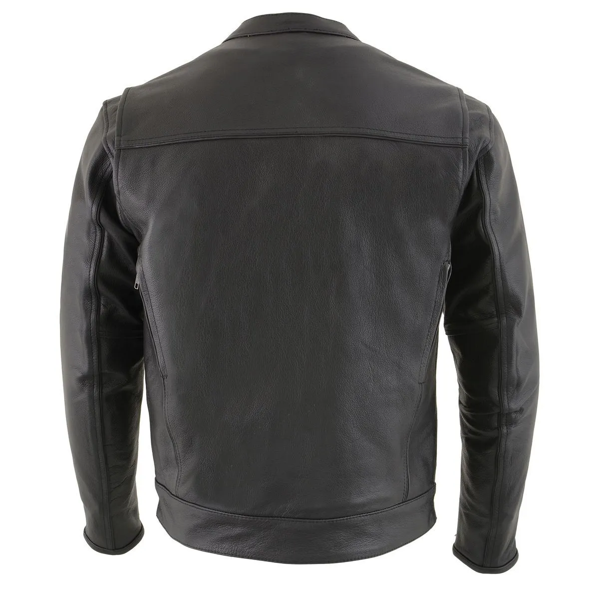 Milwaukee Leather MLM1506 Men's 'Cool-Tec' Black Real Leather Scooter Style Motorcycle Jacket with Utility Pockets