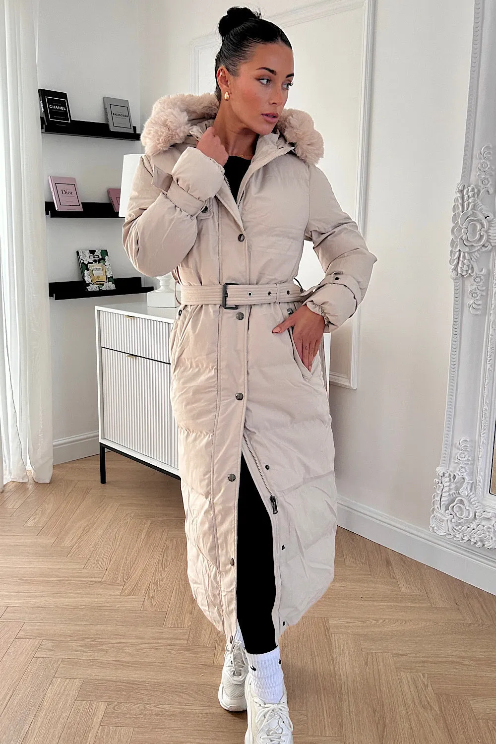 Molly Cream Padded Faux Fur Coat