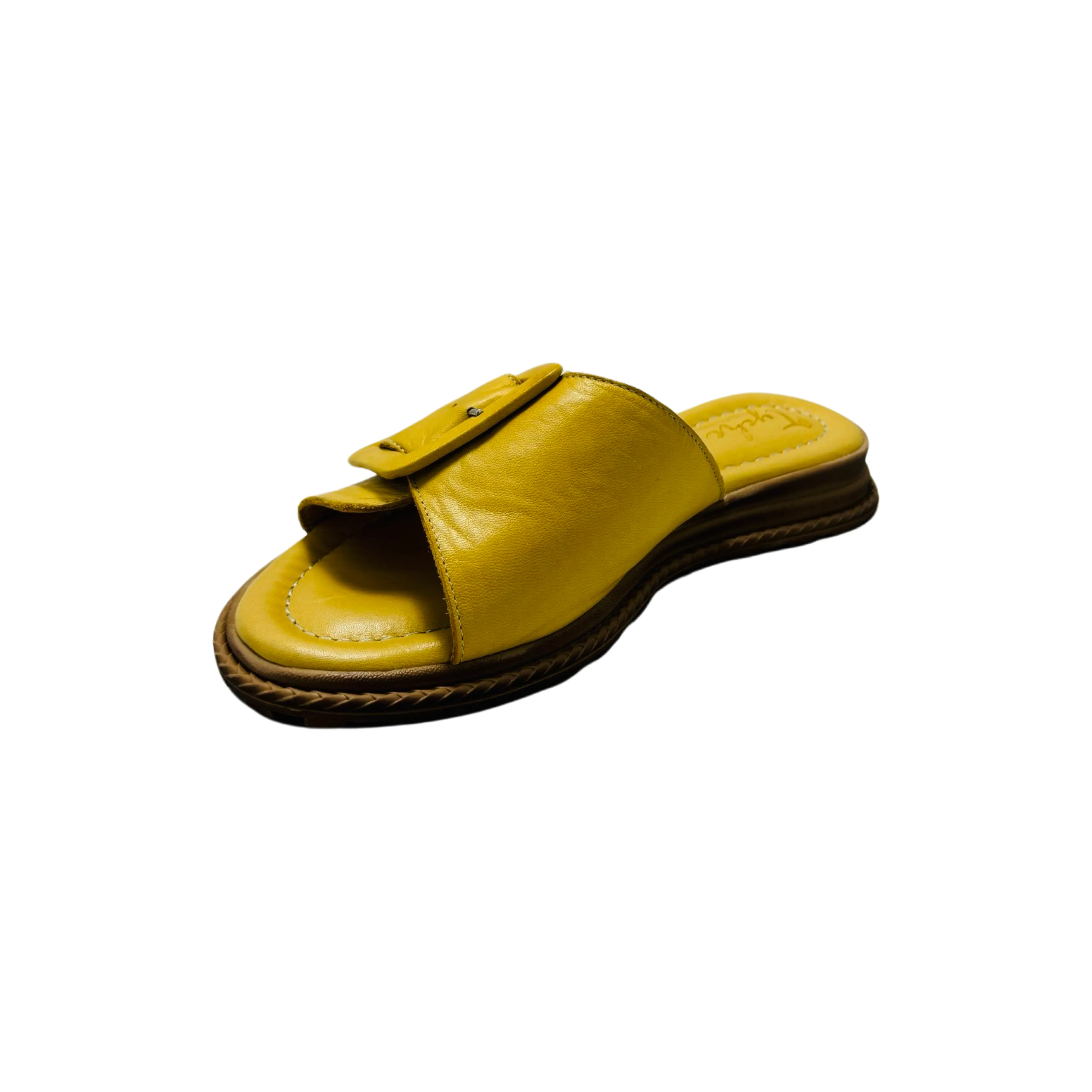 Monroe Yellow Leather Slide