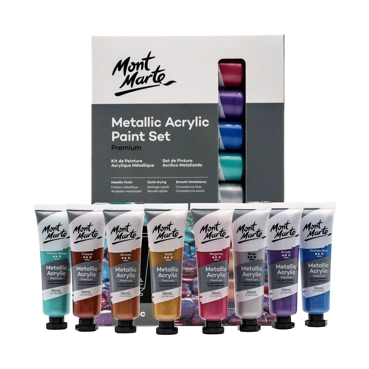 Mont Marte Metallic Acrylic Paint Set 8pcs x 36ml