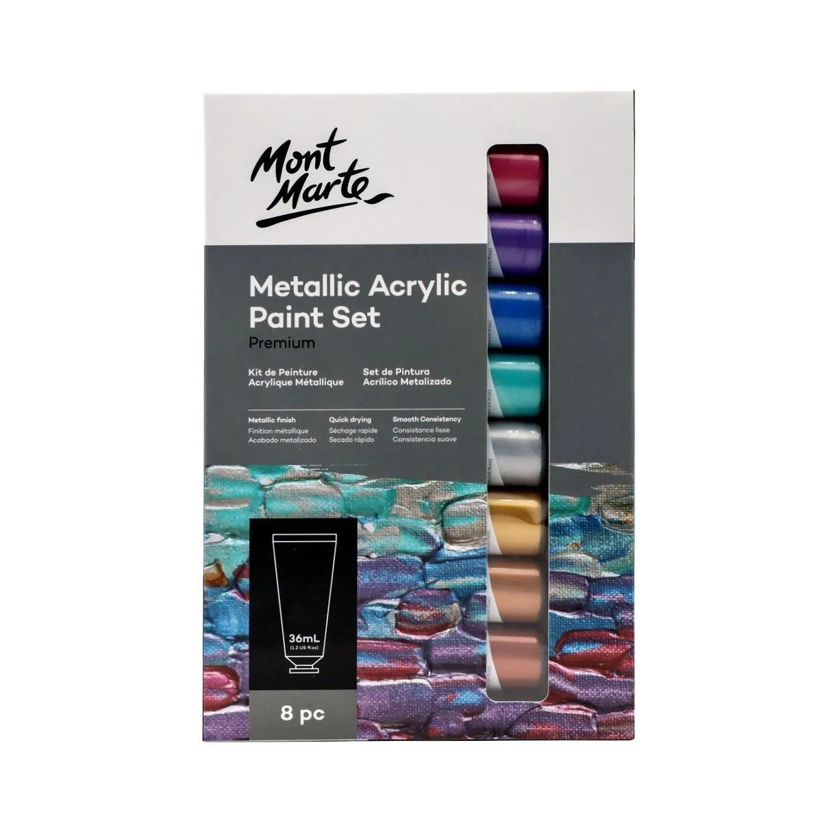 Mont Marte Metallic Acrylic Paint Set 8pcs x 36ml