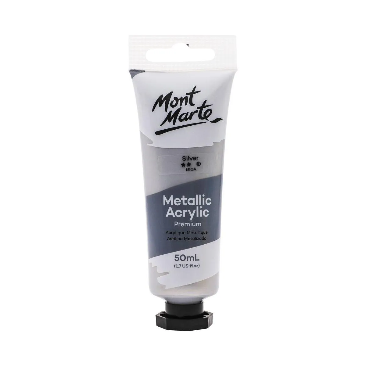 Mont Marte Metallic Acrylic Paint Tube Premium 50ml (1.7oz) - Silver