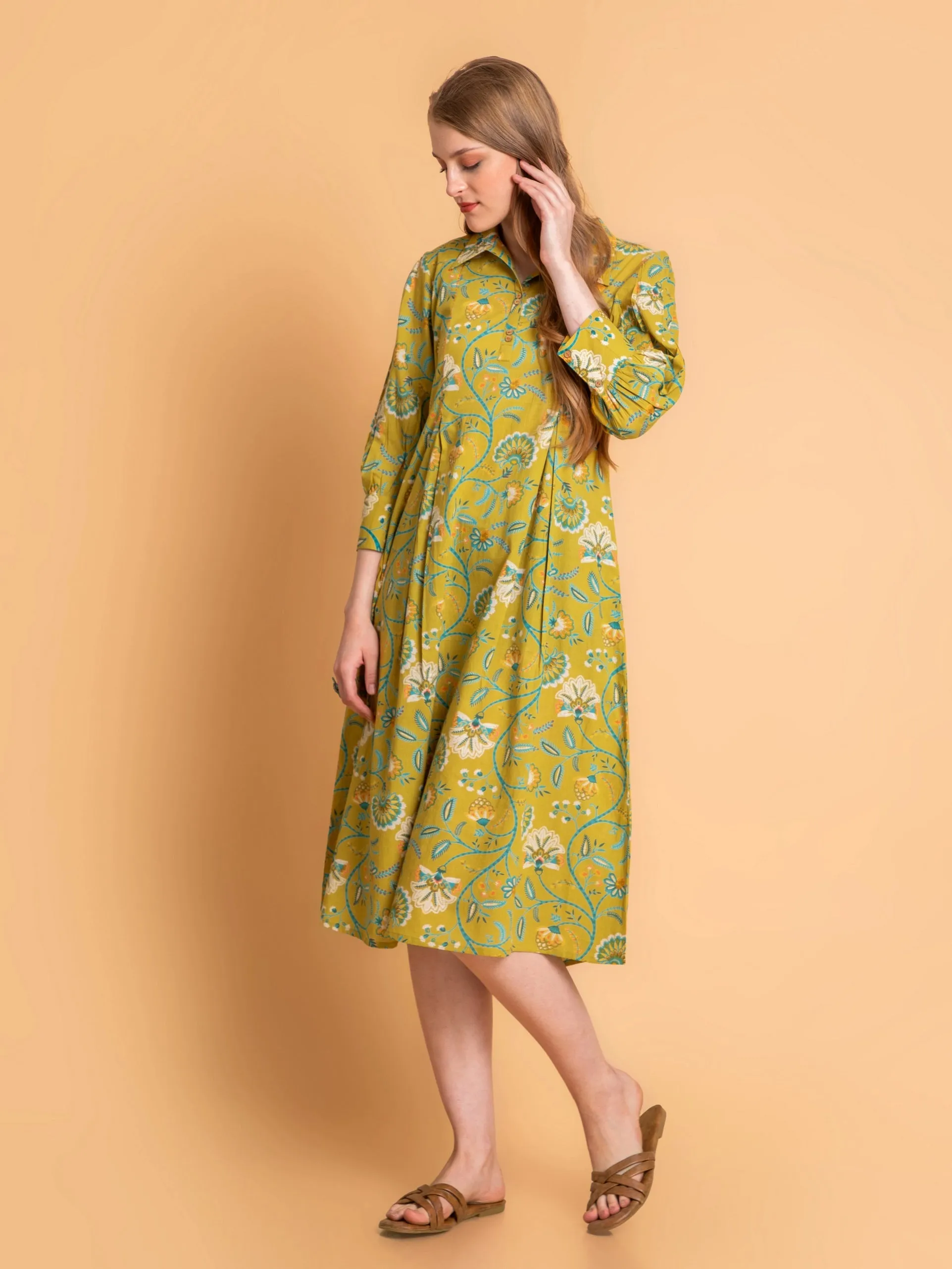 MULCOTTON COLORFUL PRINTED ANTIFIT DRESS